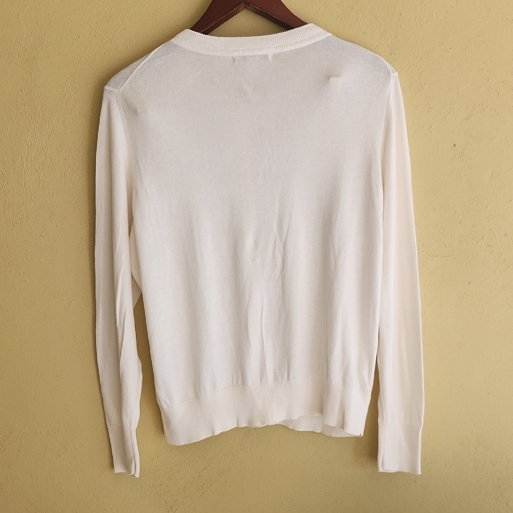 Merona White Cardigan with Black Lace Accent - Picture 9 of 9